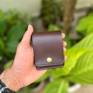 Smart leather wallet with snap button