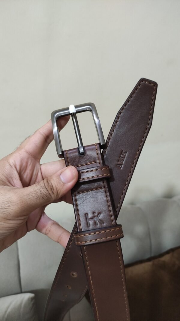 Hand stitched leather belt
