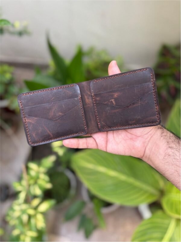 Leather handmade wallet full-grain pullup leather